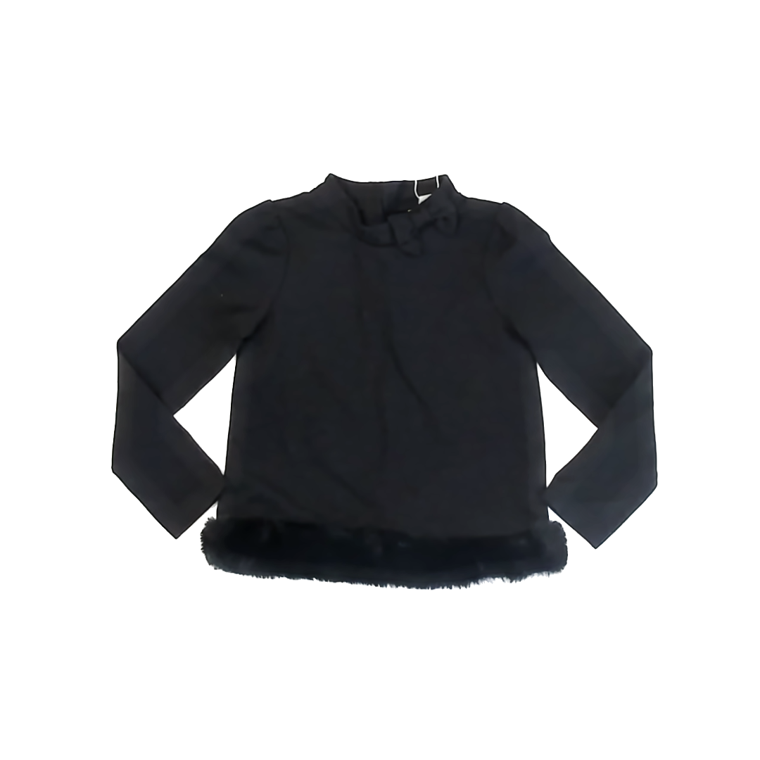 Janie and Jack Girls Black Faux Fur Shirt Size: 6 Years Black Faux Fur