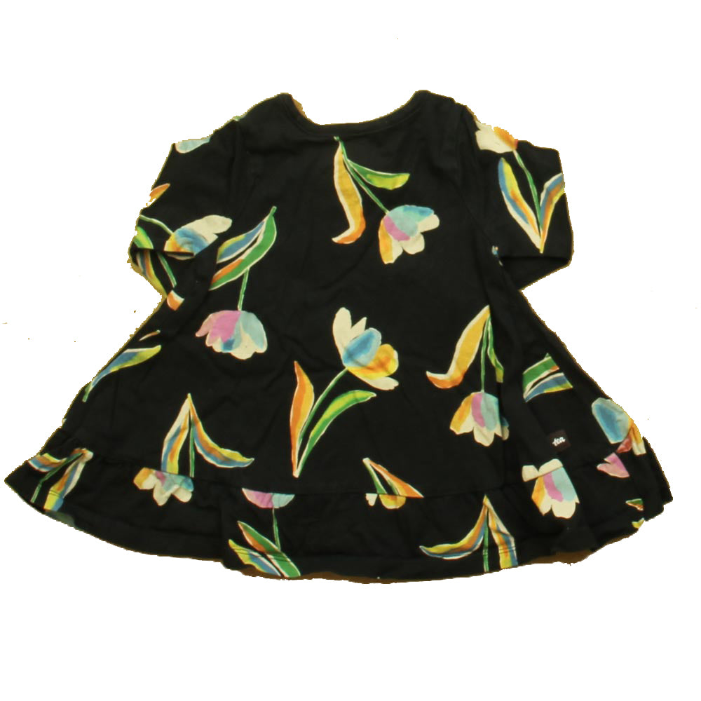 Tea Collection Girls Black Floral Dress Size: 6-9 Months Black Floral