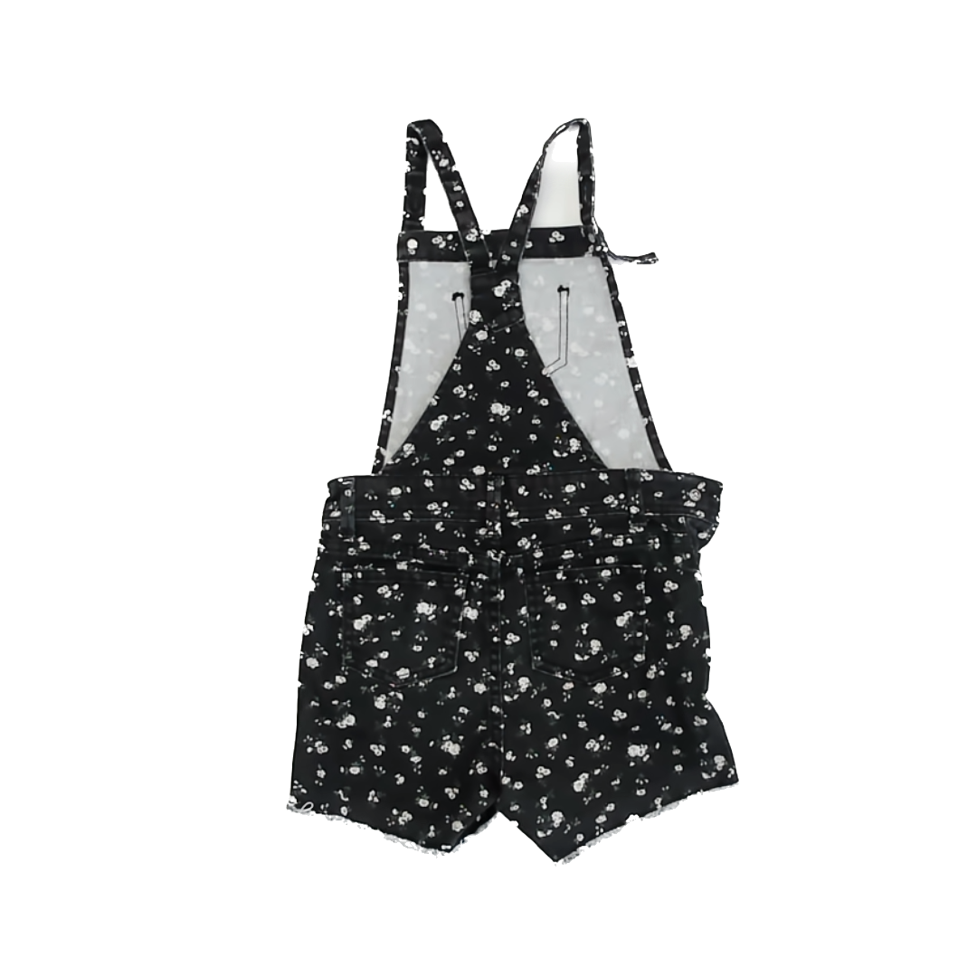 Unknown Girls Black Floral Overall Shorts Size: 6 Years Black Floral