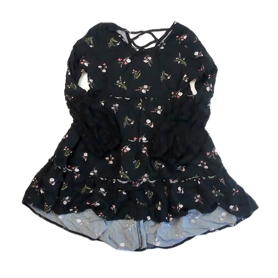 Art Class Girls Black Floral Romper Size: 7-8 Years Black Floral