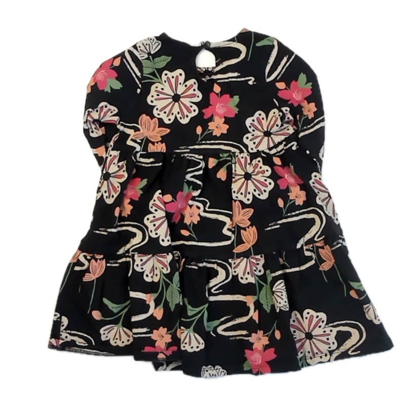 Tea Collection Girls Black Floral Dress Size: 4T Black Floral