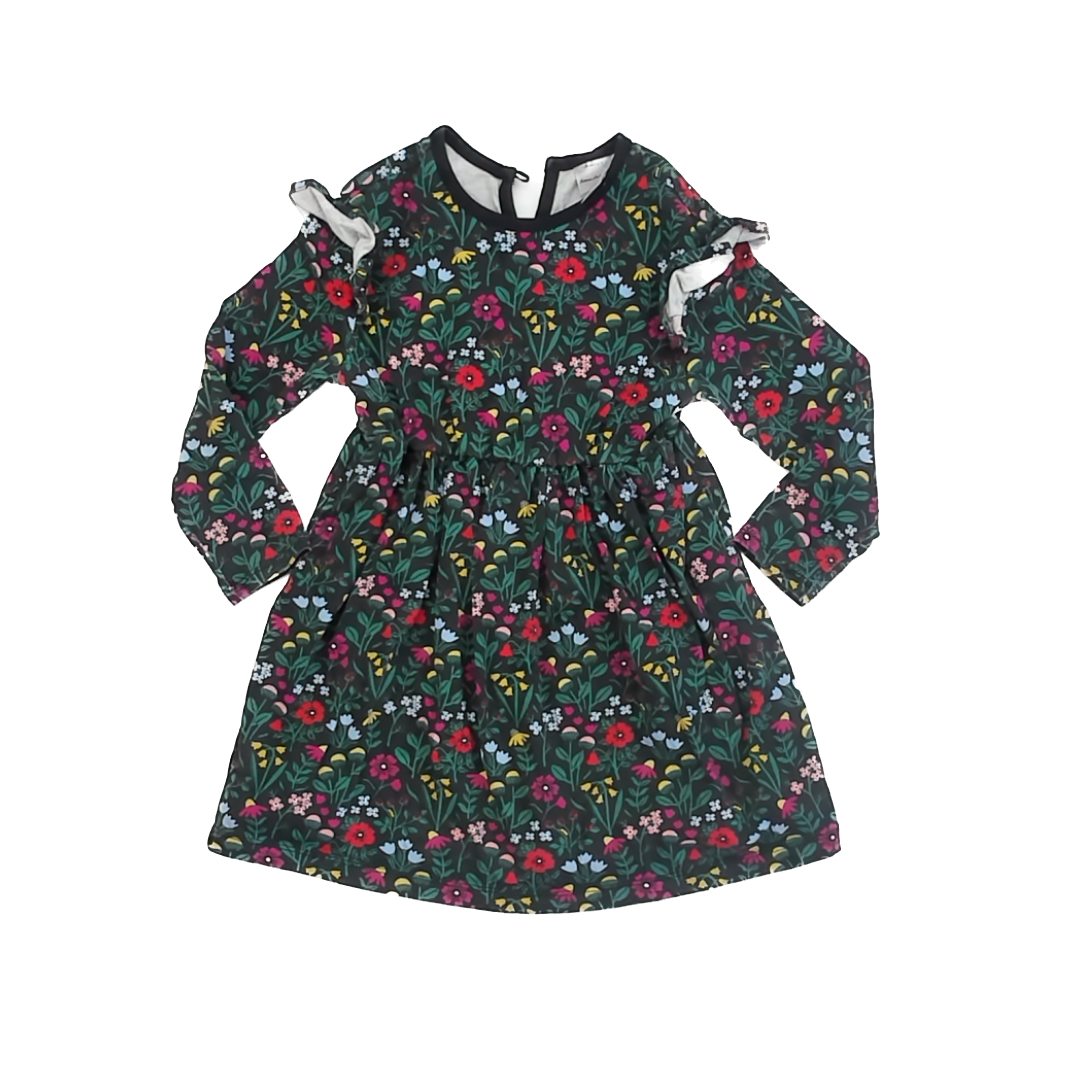 Hanna Andersson Girls Black Floral Dress Size: 5T Black Floral