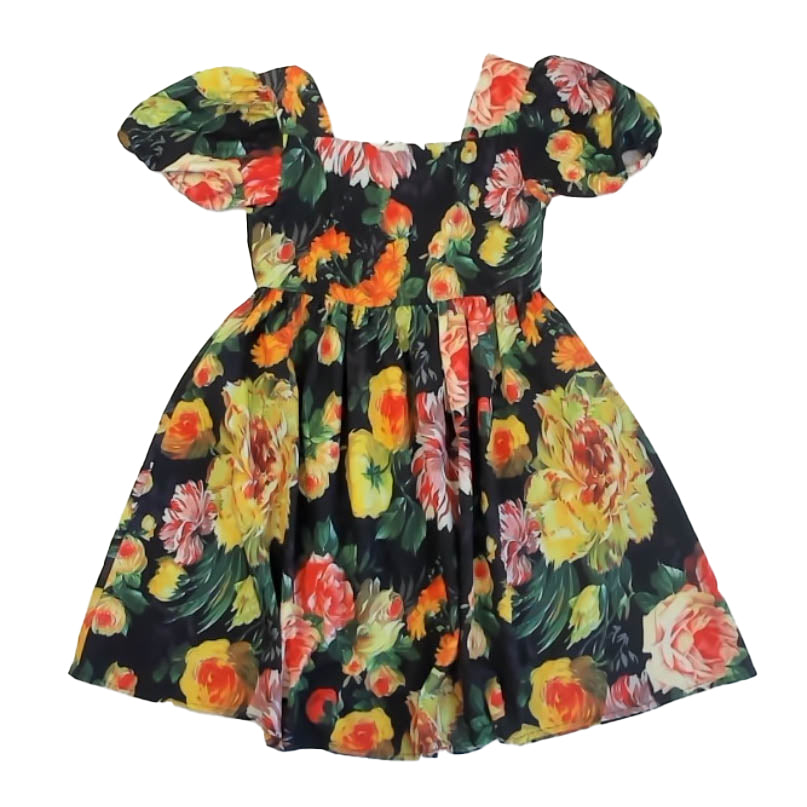 Unknown Brand Girls Black Floral Dress Size: 5T Black Floral