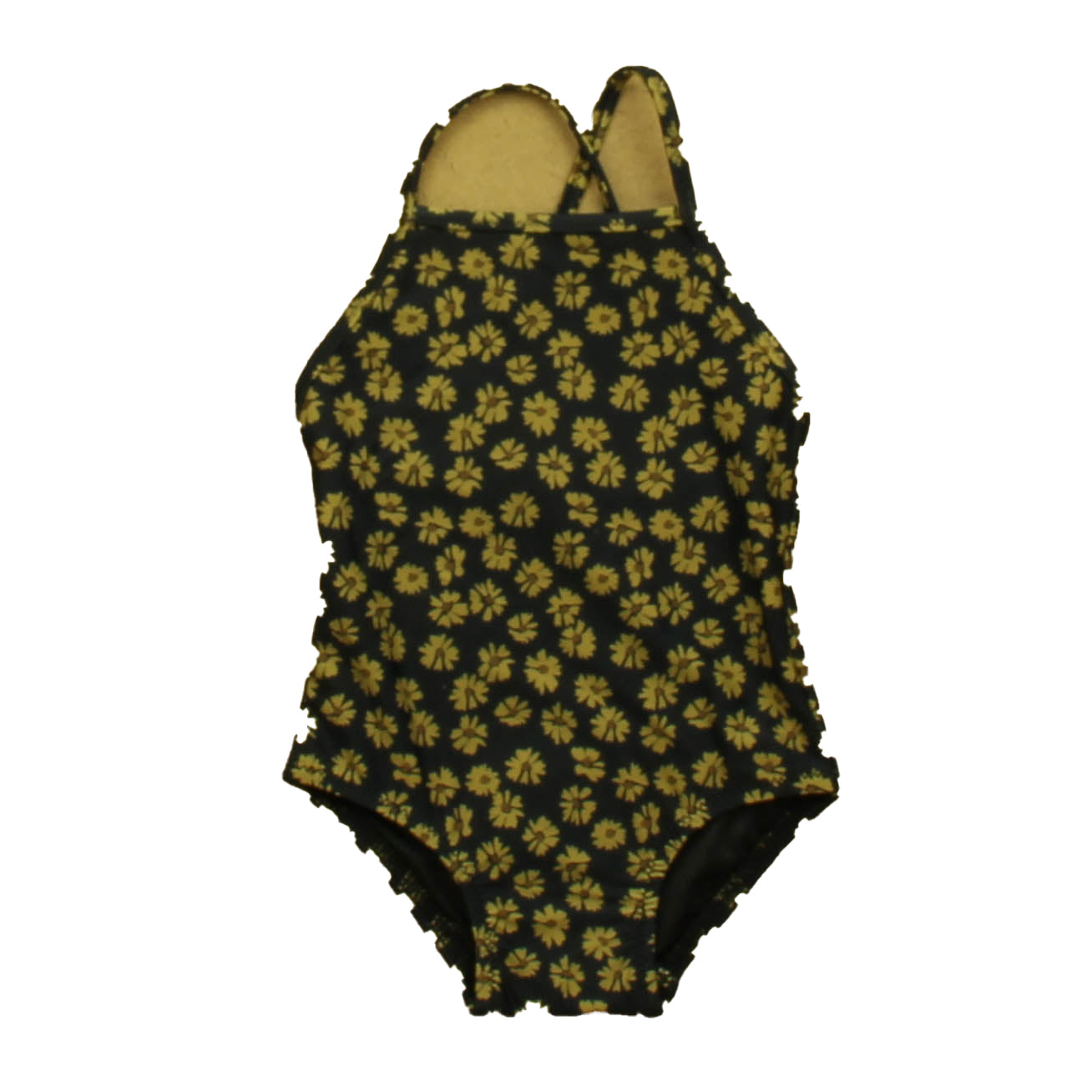 Rylee + Cru Girls Black Floral 1-piece Swimsuit Size: 3-6 Months Black Floral