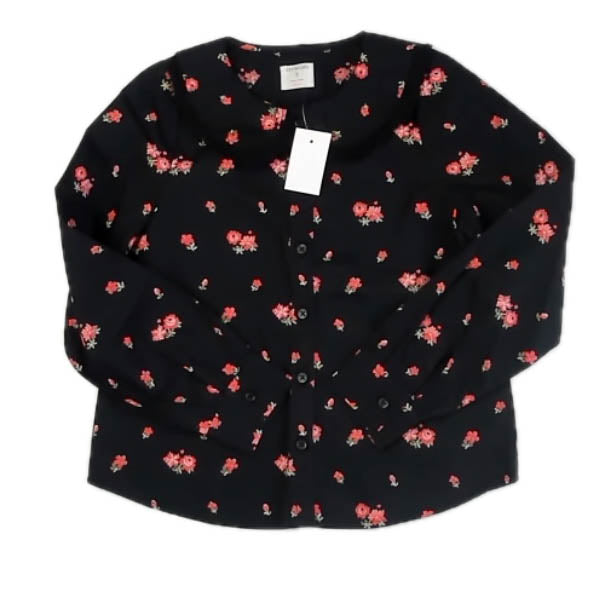 Crewcuts Girls Black Floral Blouse Size: 8-9 Years Black Floral