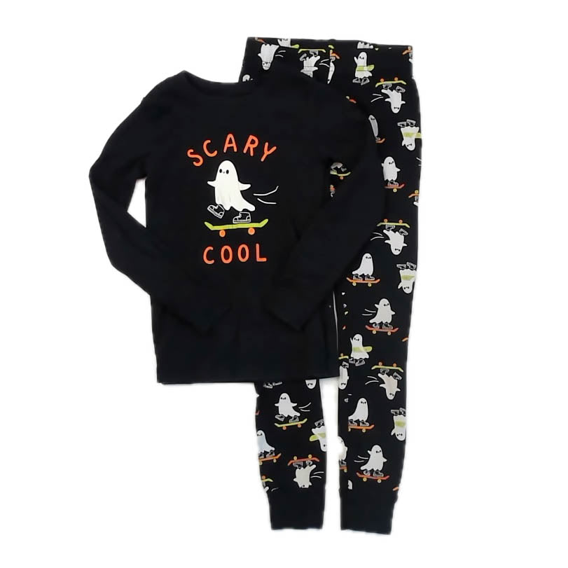 Old Navy Boys Black Ghosts 2-piece Pajamas Size: 5T Black Ghosts