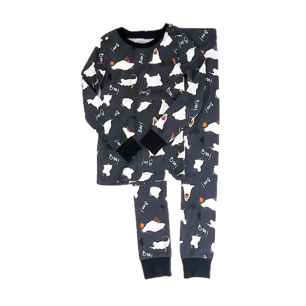 Old Navy Boys Black Ghosts 2-piece Pajamas Size: 5T Black Ghosts
