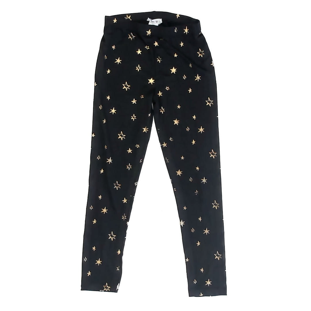 Beautees Girls Black Gold Metallic Stars Leggings Size: 8 Years Black Gold Metallic Stars
