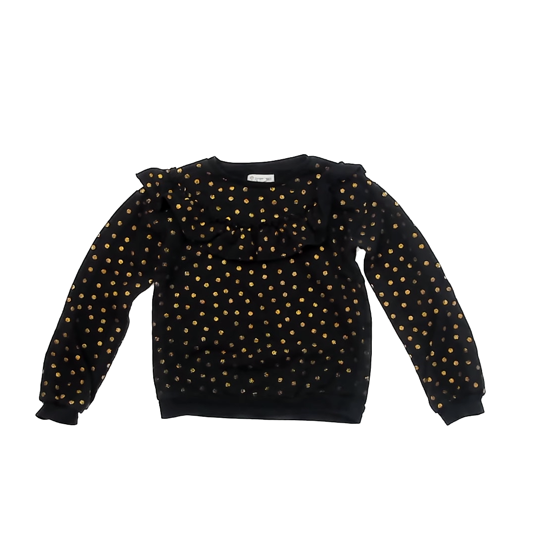 Tucker & Tate Girls Black | Gold Polka Dots Sweatshirt Size: 7 Years Black | Gold Polka Dots