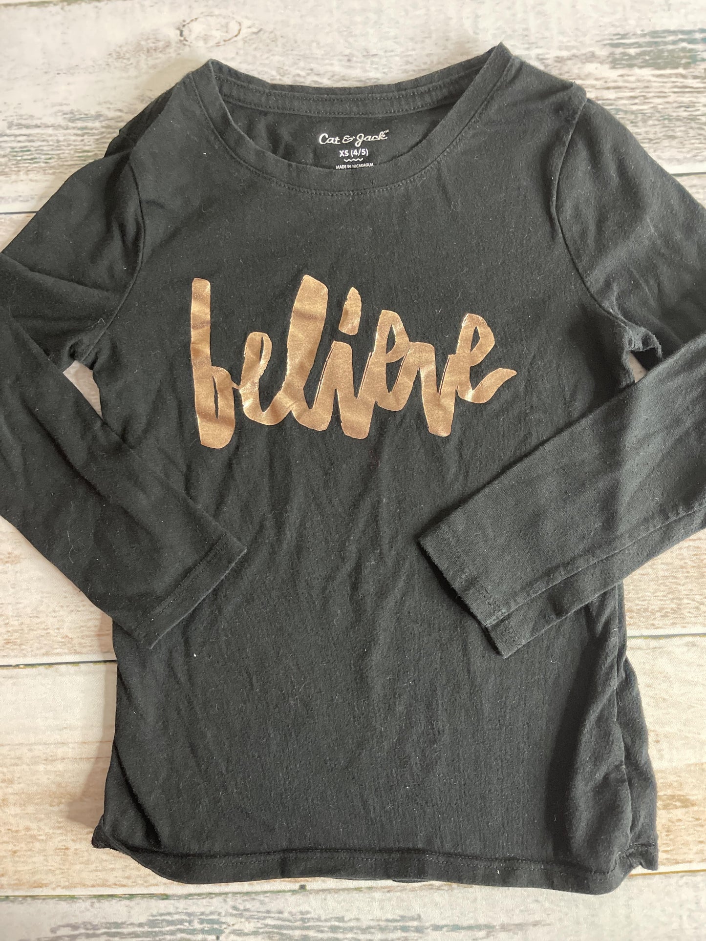 Unisex Black | Gold Long Sleeve T-Shirt Size: 4T Black | Gold