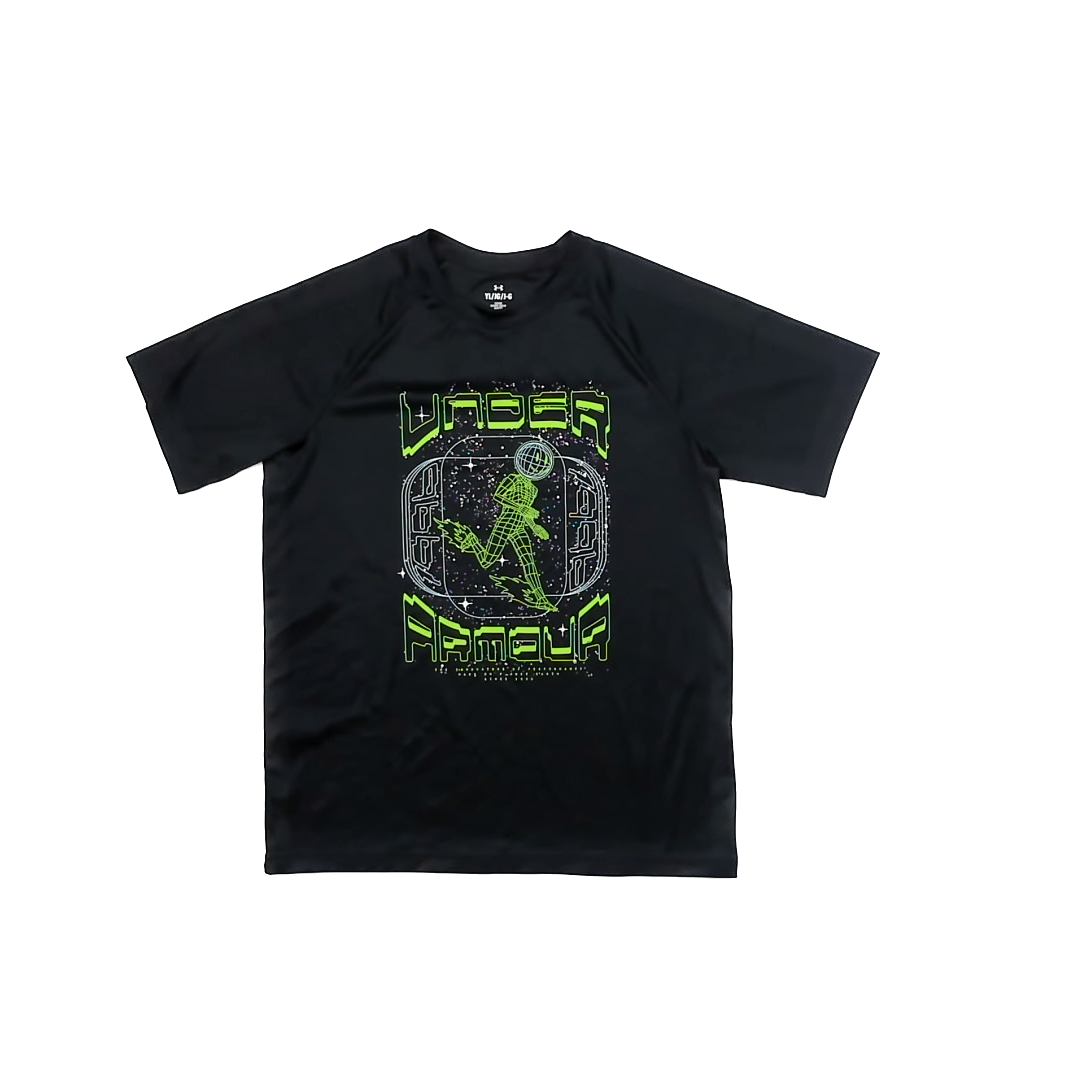 Under Armour Boys Black | Green | Space Athletic Top Size: Youth L (14-16 Years) Black | Green | Space