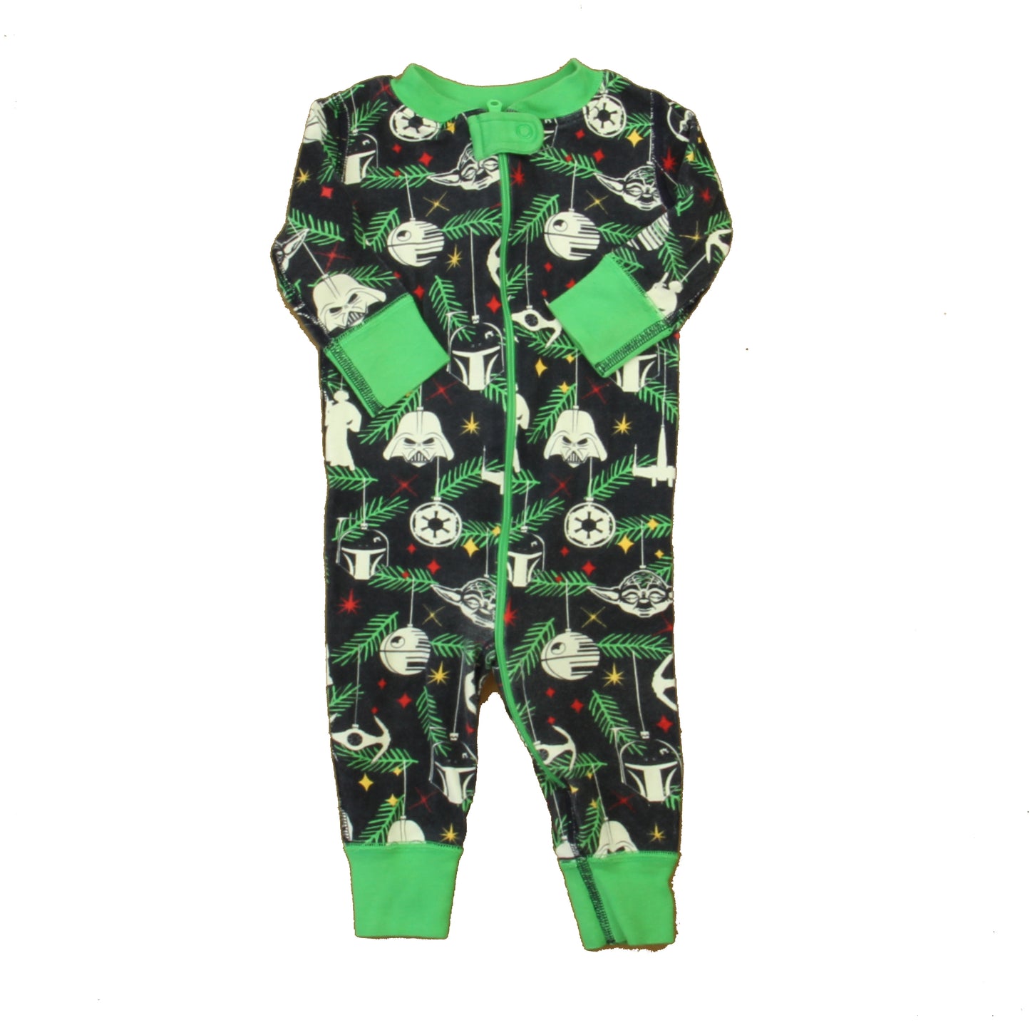 Star Wars for Hanna Andersson Boys Black | Green Star Wars 1-piece Non-footed Pajamas Size: 6-9 Months Black | Green Star Wars