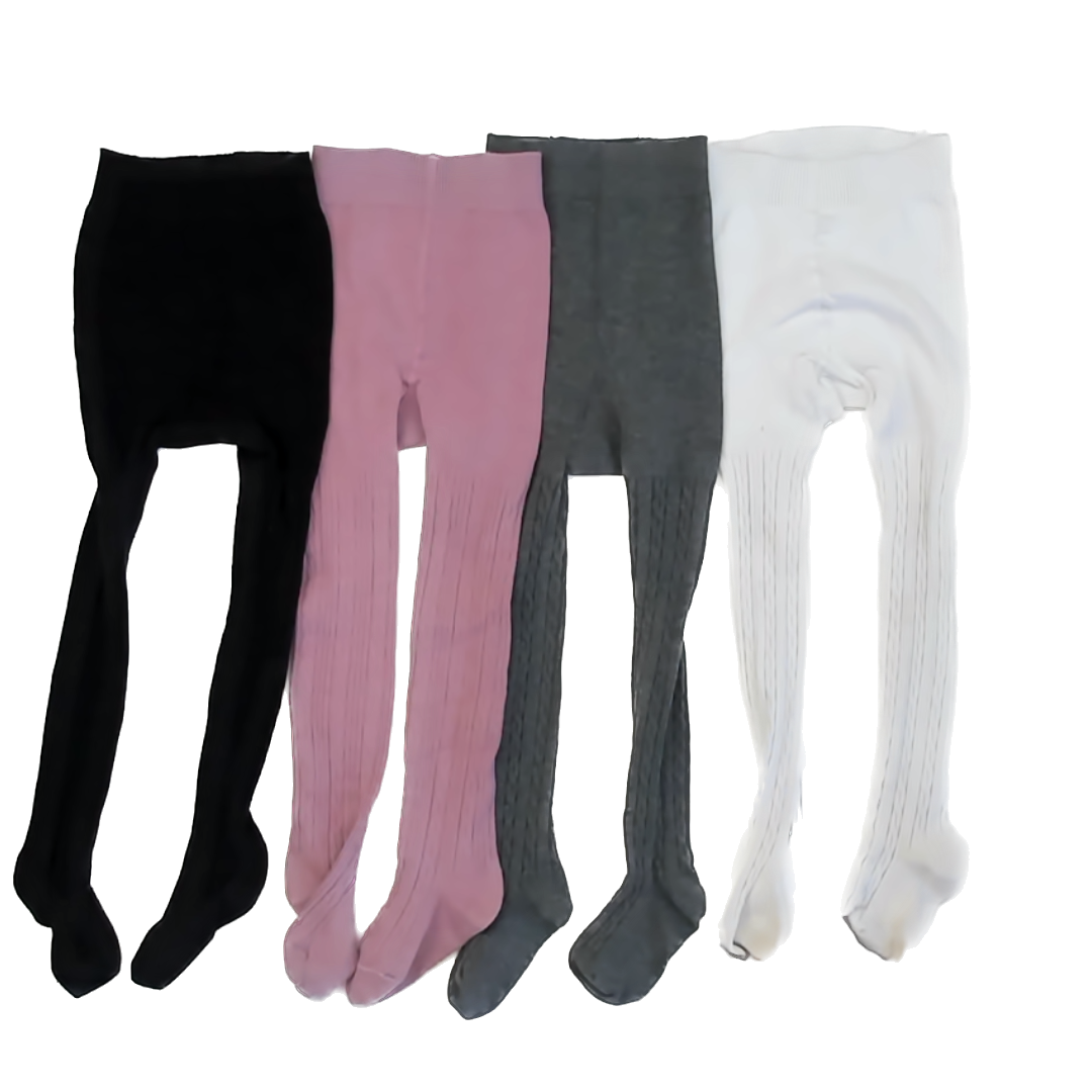 Unknown Girls Black | Grey | Pink | White Tights Size: 4-5T Black | Grey | Pink | White