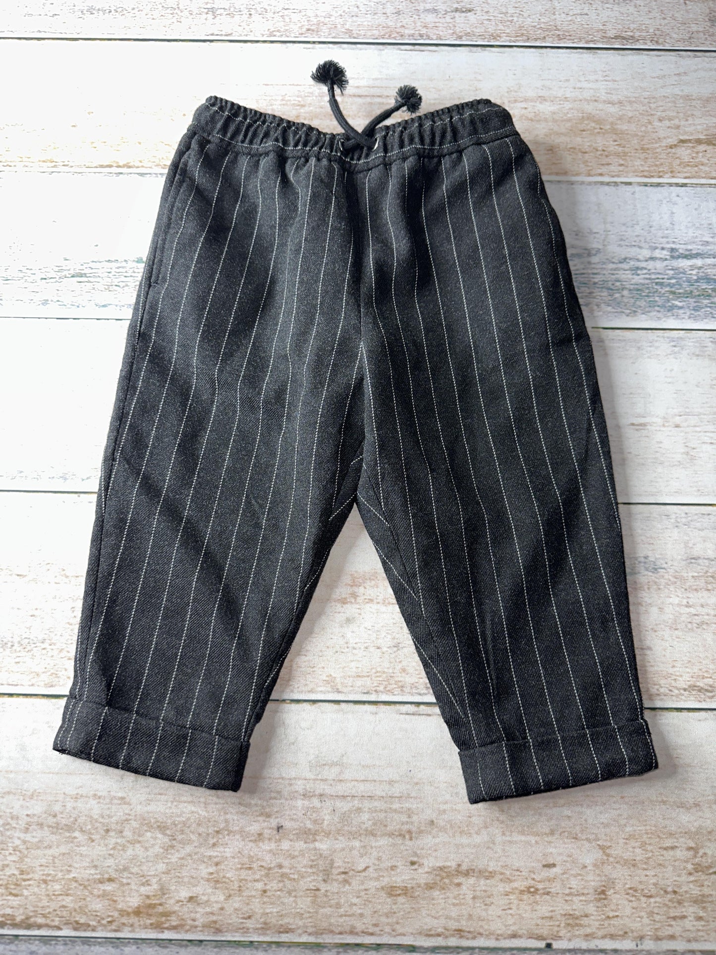 Open Edit Unisex Black | Grey | Stripe Pants Size: 2T Black | Grey | Stripe