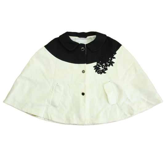Janie and Jack Girls Black | Ivory Poncho Size: 4-5T Black | Ivory