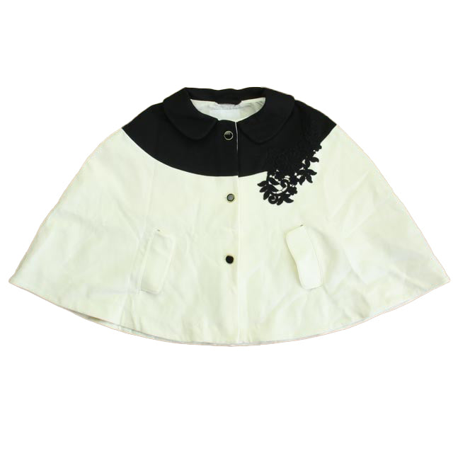 Janie and Jack Girls Black | Ivory Poncho Size: 4-5T Black | Ivory