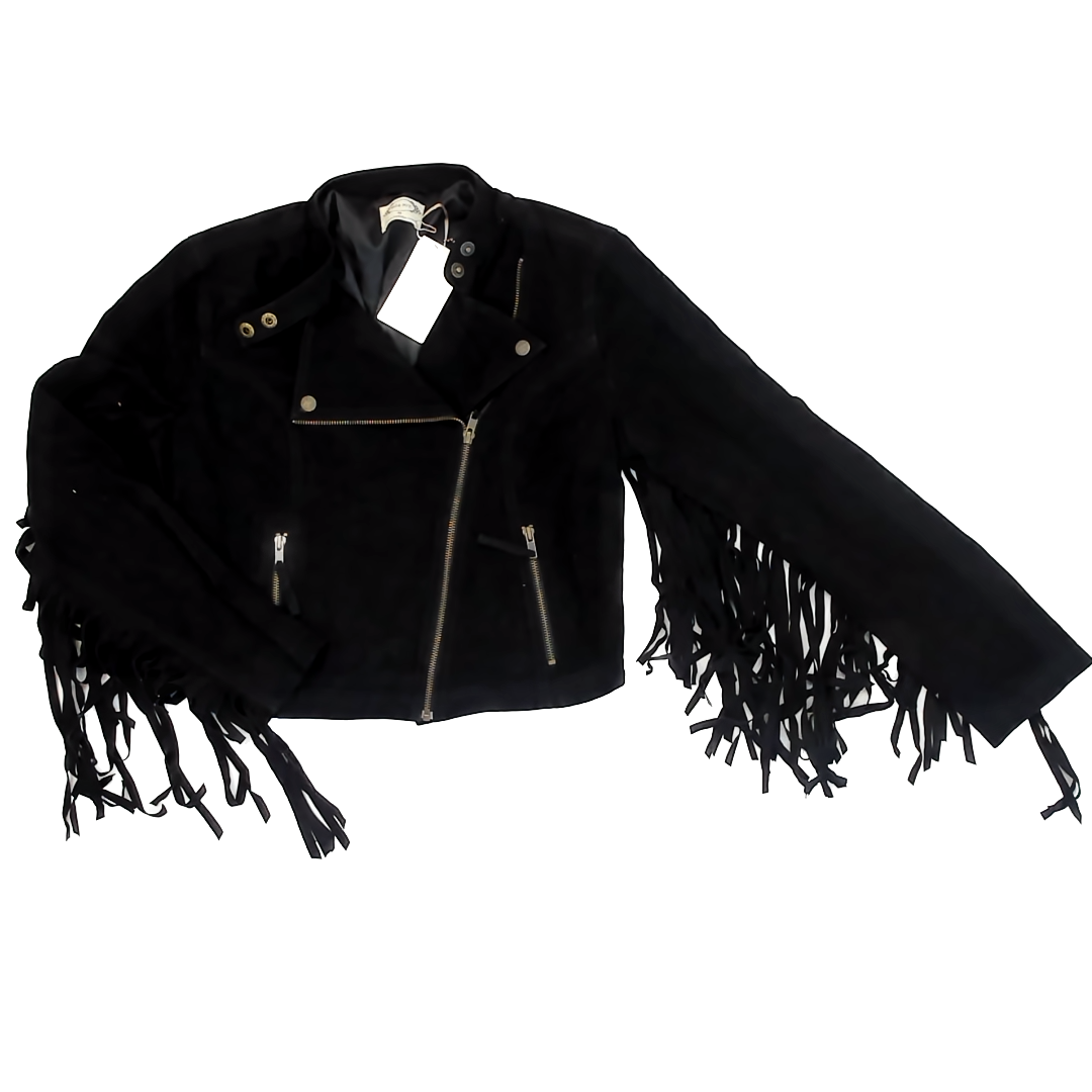 Mia Joy Girls Black Leather Jacket Size: M Black Leather