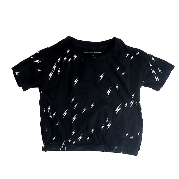 Rockets Of Awesome Girls Black Lightening T-Shirt Size: 3T Black Lightening