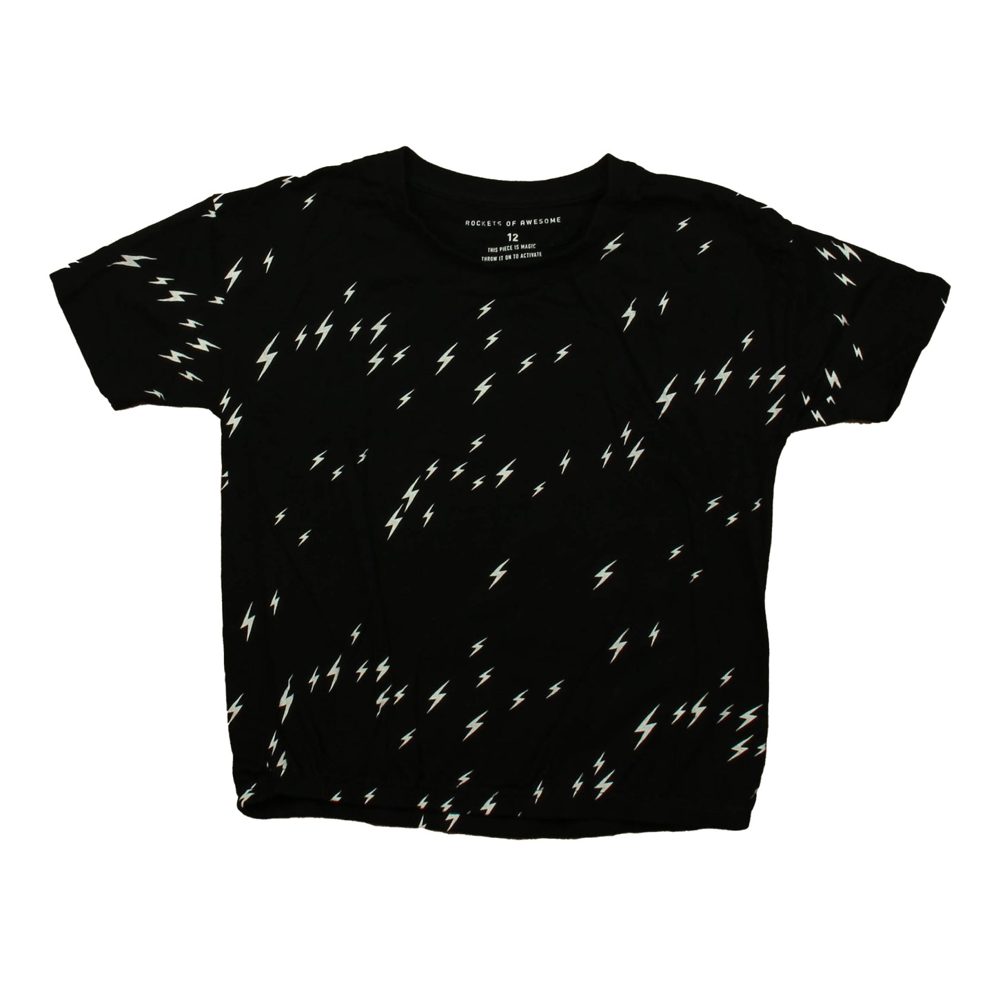 Rockets Of Awesome Girls Black | Lightning Bolts T-Shirt Size: 12 Years Black | Lightning Bolts