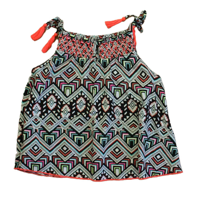 Justice Girls Black Multi Blouse Size: 8 Years Black Multi