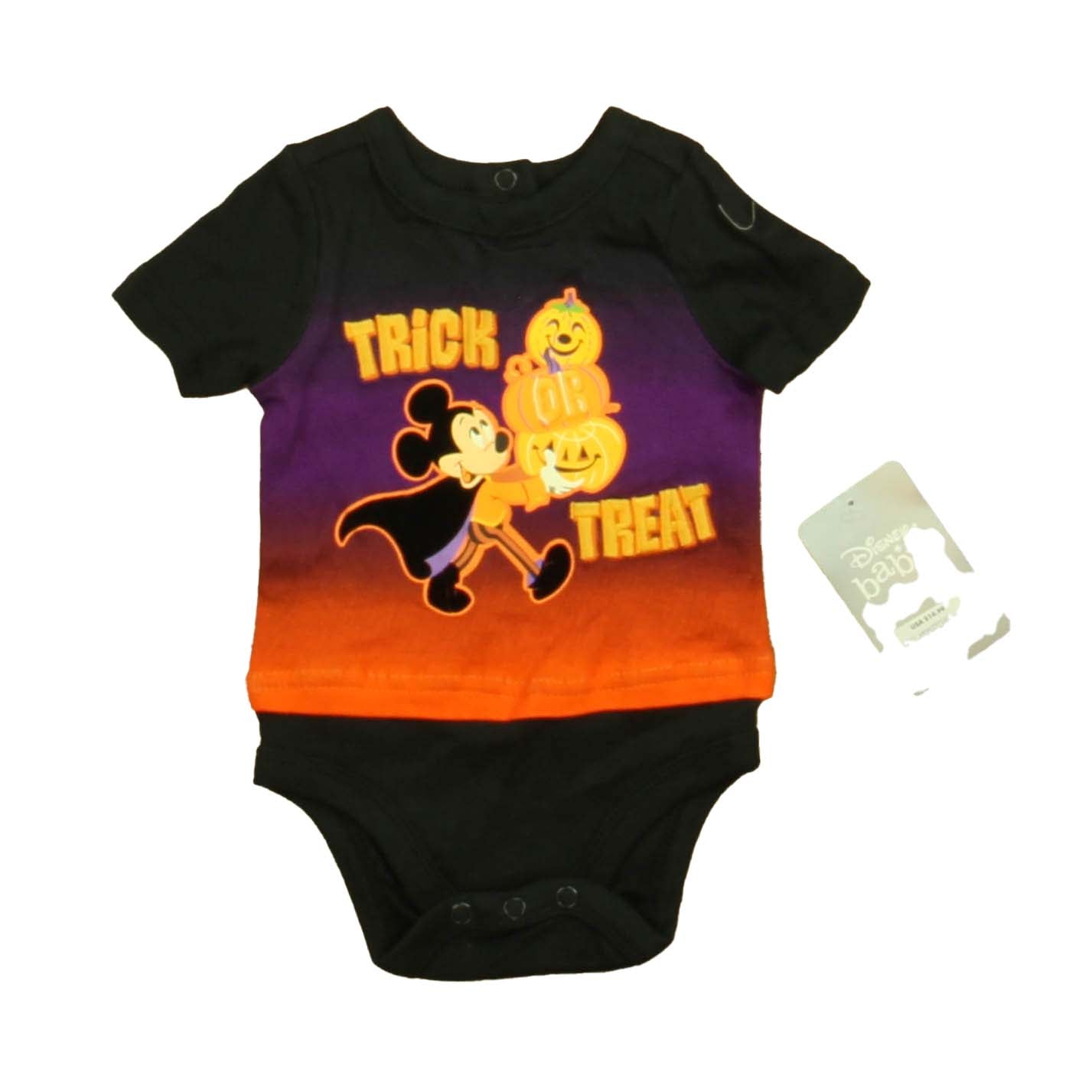 Disney Boys Black | Orange Mickey Onesie Size: 0-3 Months Black | Orange Mickey