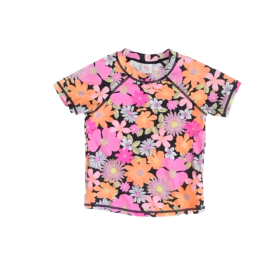 Wonder Nation Girls Black | Orange | Pink Rashguard Size: M (7-8) Black | Orange | Pink