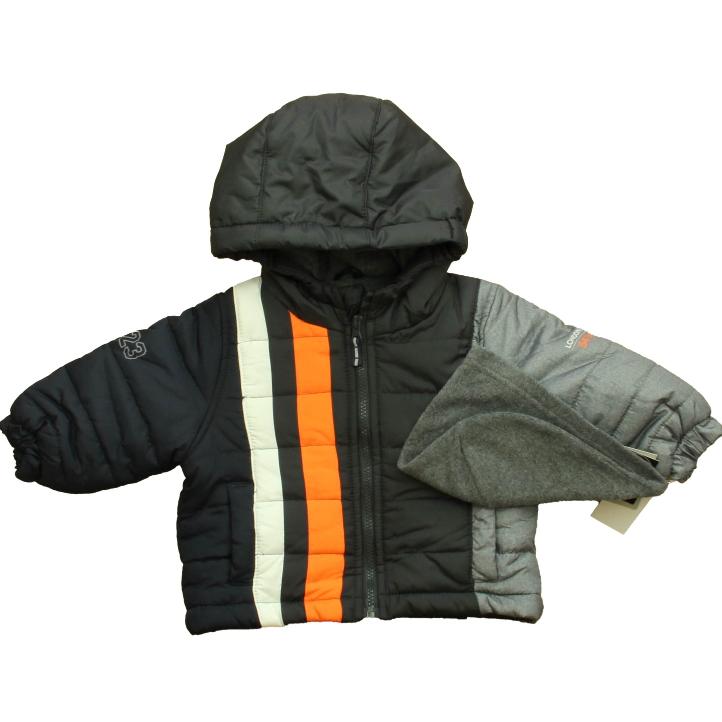 London Fog Girls Black | Orange Winter Coat Size: 12 Months Black | Orange