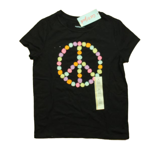 Cat & Jack Girls Black Peace Sign T-Shirt Size: 6-7 Years