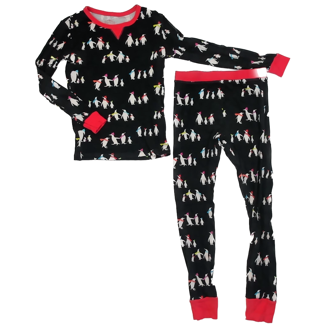 Wondershop Unisex Black | Penguins 2-piece Pajamas Size: 10 Years Black | Penguins