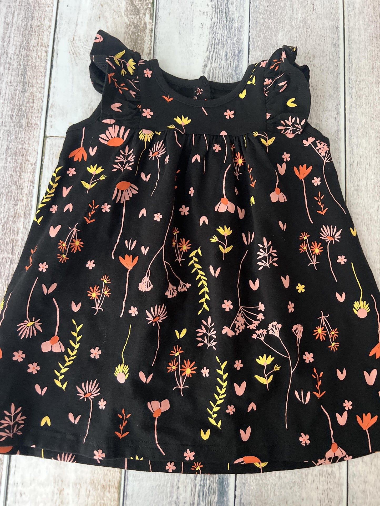 Tiny Tribe Girls Black | Pink floral Dress Size: 12-18 months Black | Pink floral