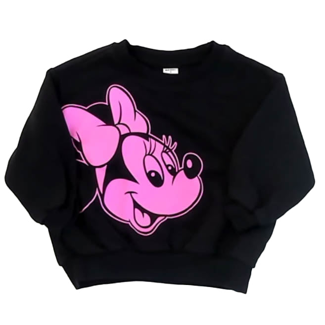 Old Navy Girls Black | Pink Minnie Sweatshirt Size: 12-18 Months Black | Pink Minnie