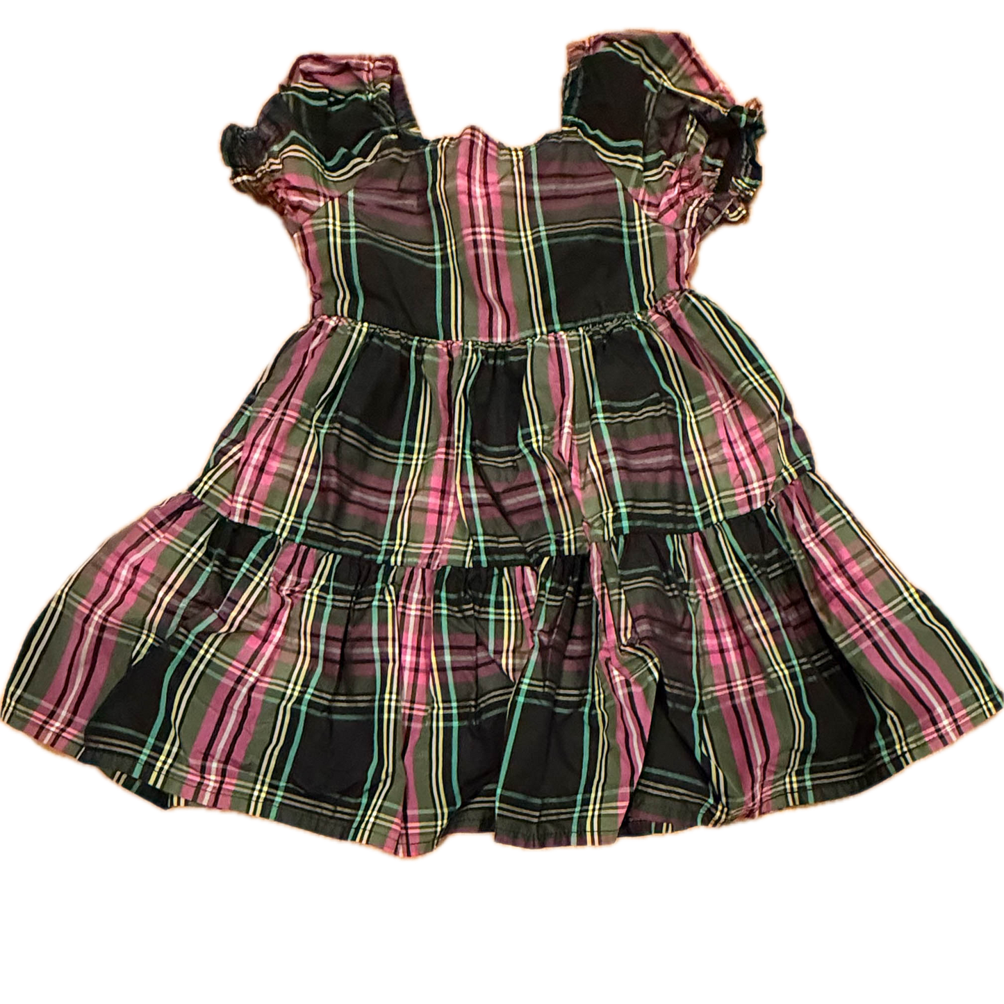 Crewcuts Girls Black | Pink Plaid Dress Size: 4T Black | Pink Plaid