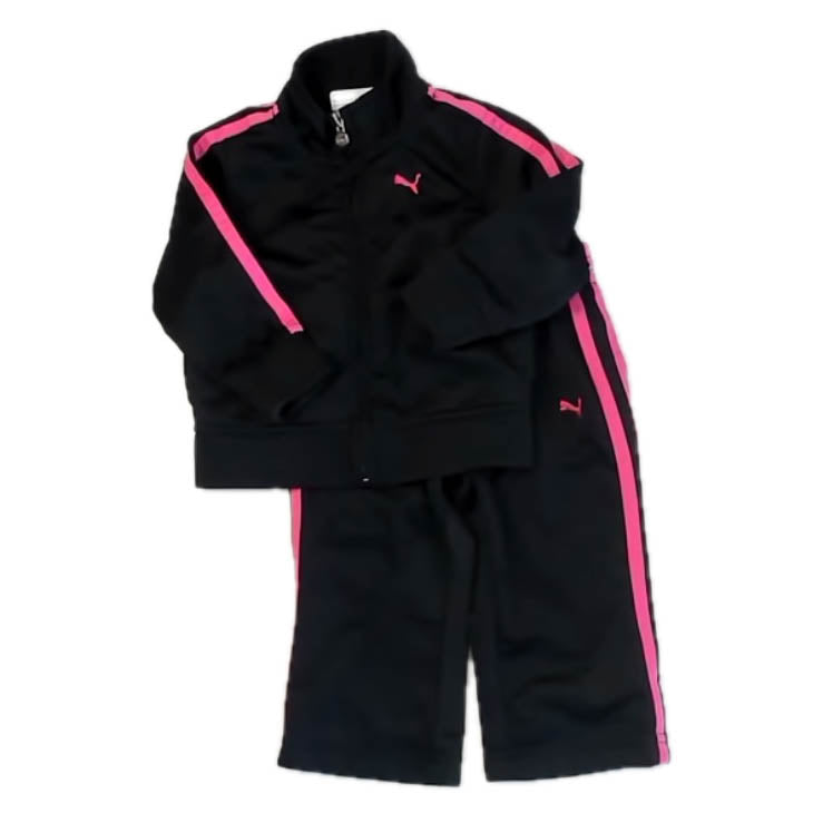 Adidas Girls Black | Pink Track Suit Size: 12 Months Black | Pink