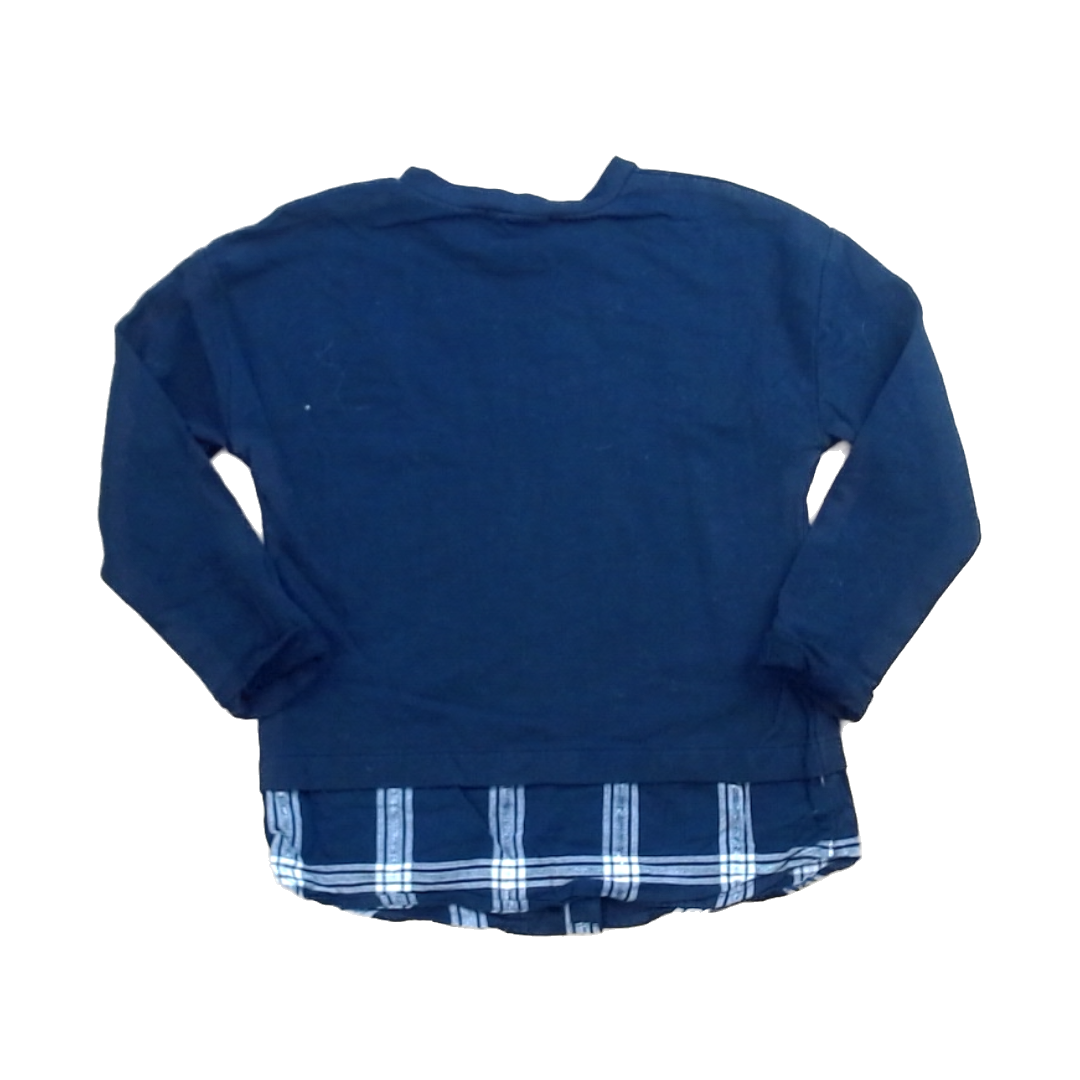 Rockets Of Awesome Girls Black | Plaid Blouse Bottom Long Sleeve T-Shirt Size: 4T - 6 Years Black | Plaid Blouse Bottom