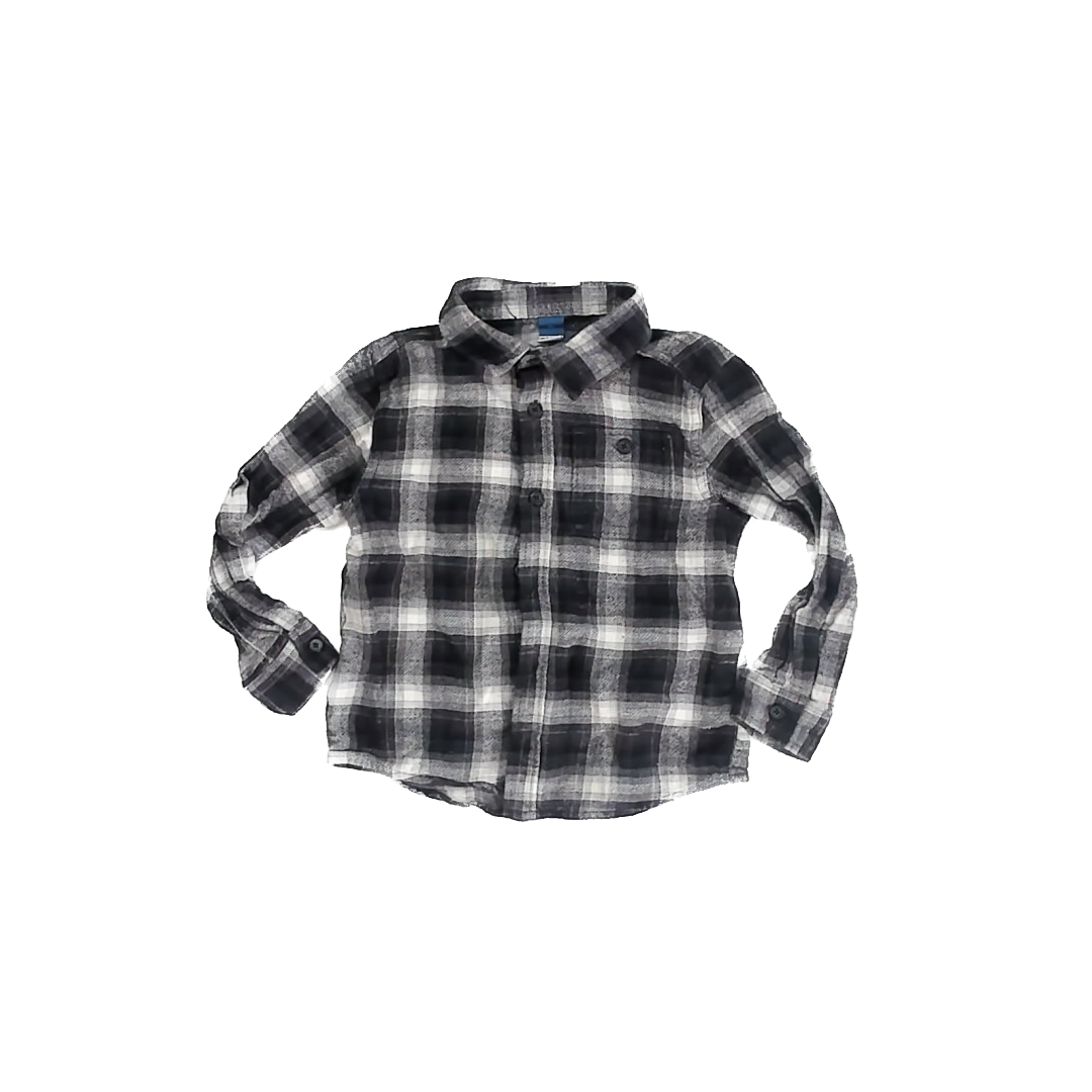 Old Navy Boys Black Plaid Flannel Button Down Long Sleeve Size: 5T Black Plaid Flannel