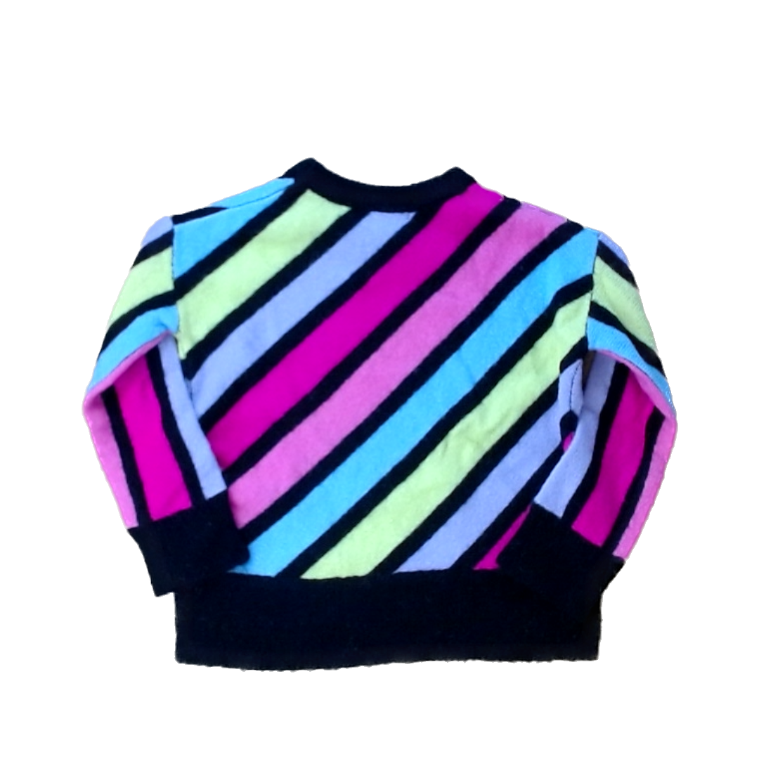 Rockets Of Awesome Girls Black | Rainbow Stripes Sweater Size: 3T Black | Rainbow Stripes
