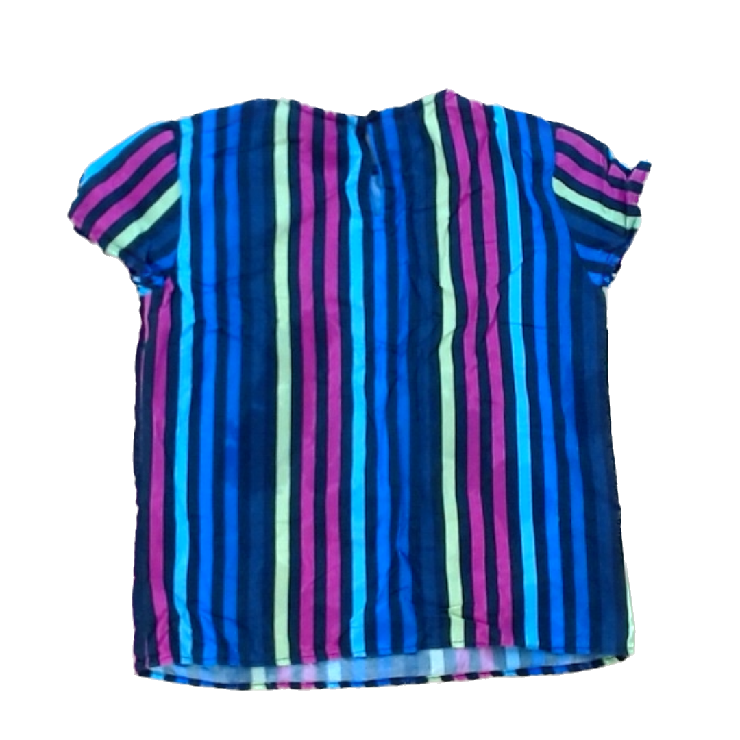 Rockets Of Awesome Girls Black | Rainbow Stripes Short Sleeve Shirt Size: 5T - 10 Years Black | Rainbow Stripes