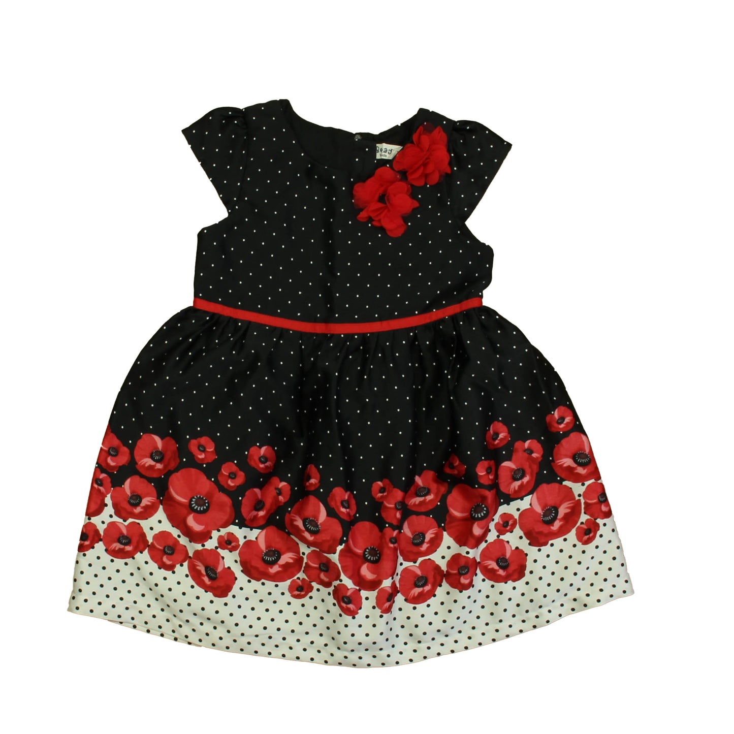Beebay Girls Black | Red Floral Dress Size: 3-4T Black | Red Floral
