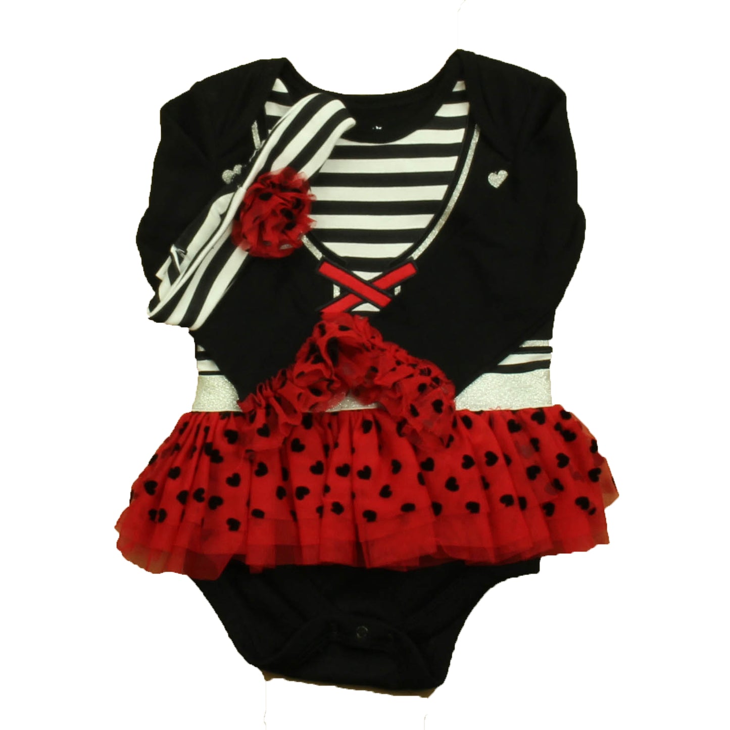 Celebrate Halloween Girls Black | Red Pirate Onesie Size: 12 Months Black | Red Pirate