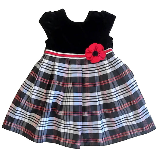 Jona Michelle Girls Black | Red Plaid Special Occasion Dress Size: 3T Black | Red Plaid