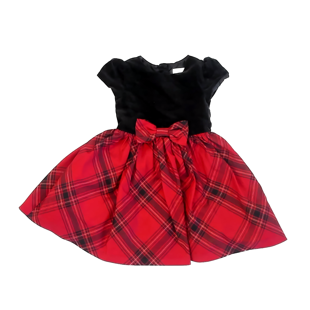 Gymboree Girls Black | Red Plaid Dress Size: 3T Black | Red Plaid