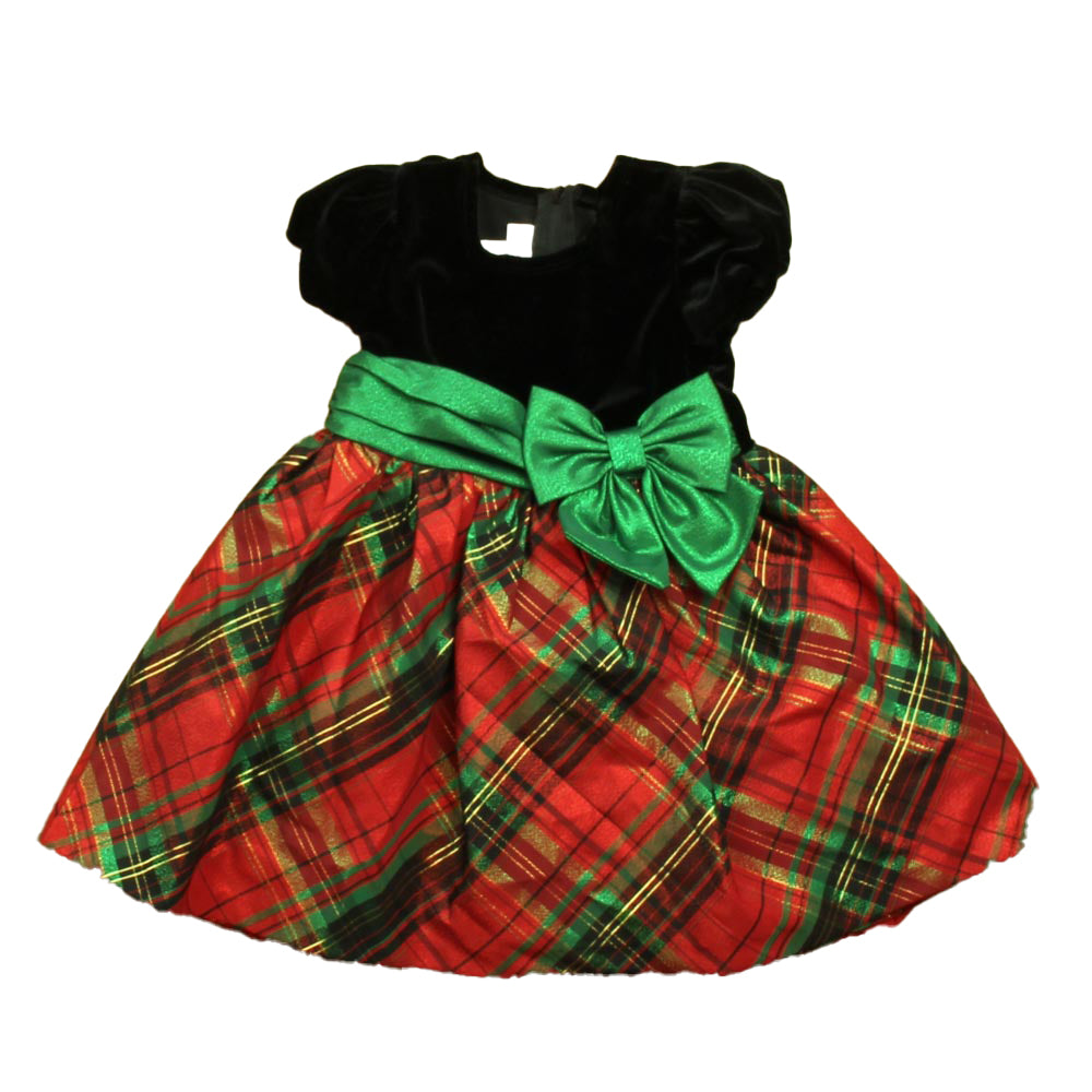 Bonnie Jean Girls Black | Red Plaid Special Occasion Dress Size: 18 Months Black | Red Plaid