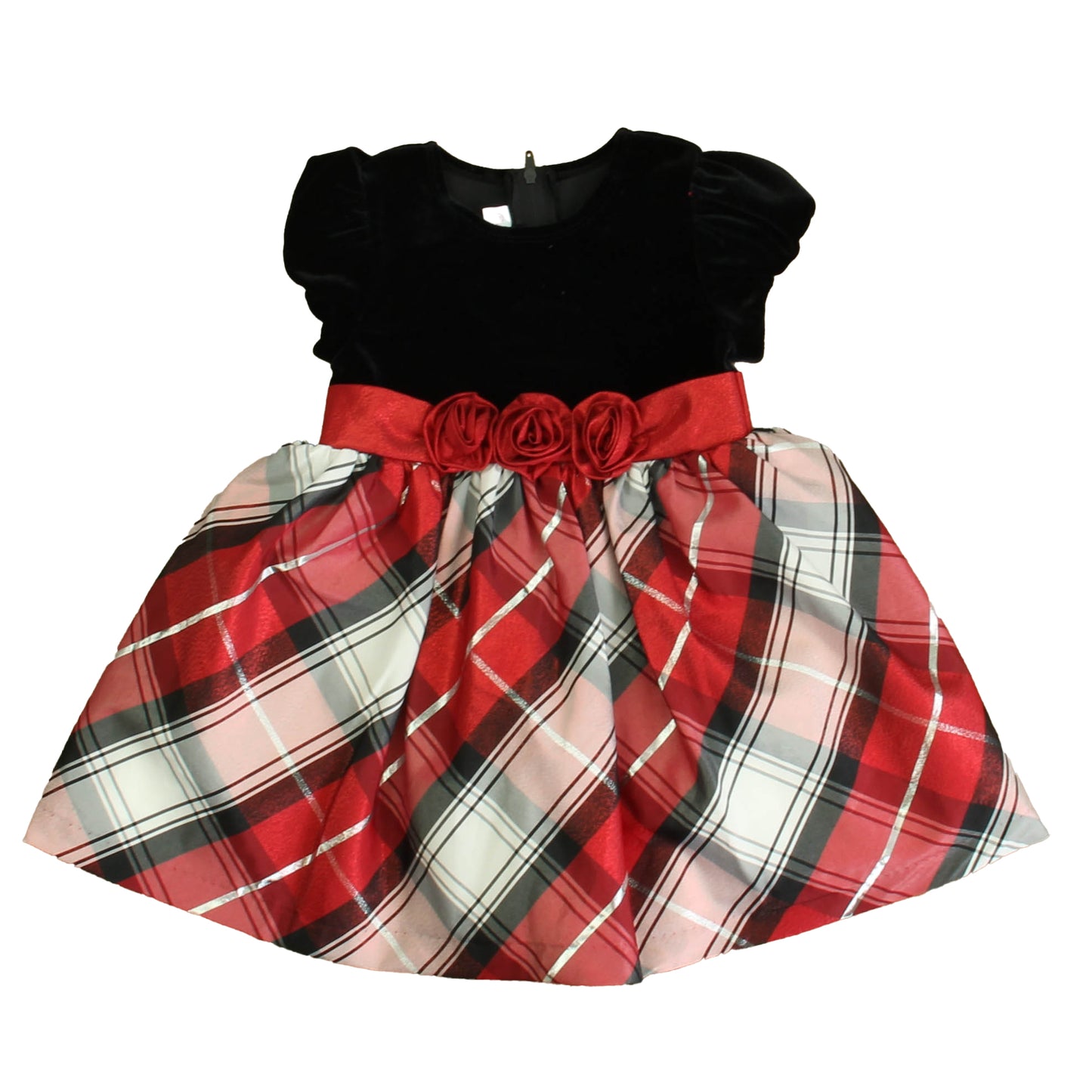 Bonnie Jean Girls Black | Red Plaid Special Occasion Dress Size: 18 Months Black | Red Plaid