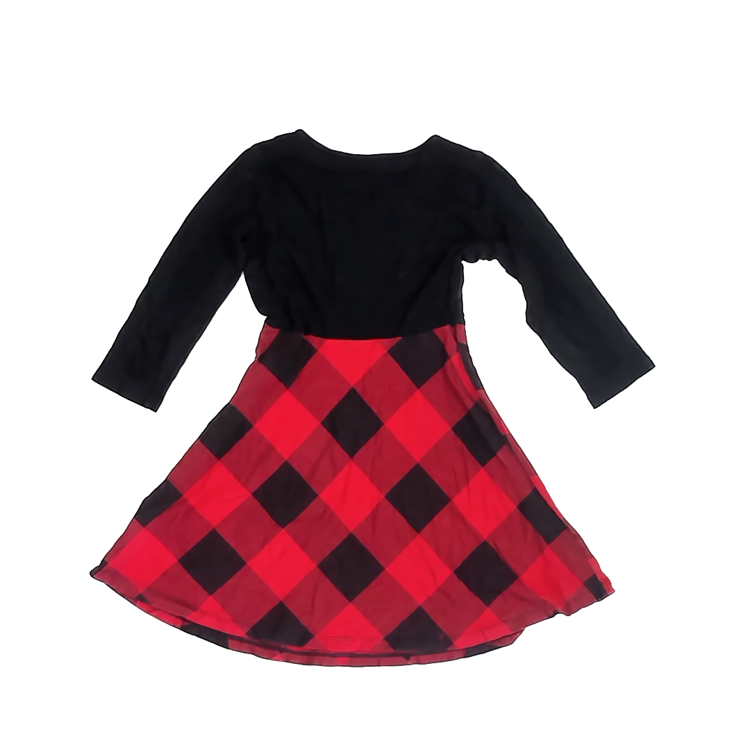 Old Navy Girls Black | Red Plaid Dress Size: S (6-7) Black | Red Plaid