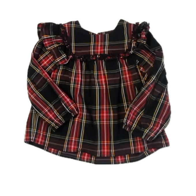 Crewcuts Girls Black | Red Plaid Blouse Size: 6-7 Years Black | Red Plaid