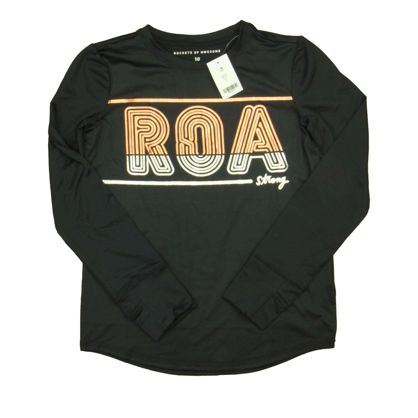 Rockets Of Awesome Girls Black | Rose Gold | Silver Long Sleeve T-Shirt Size: 10 Years Black | Rose Gold | Silver