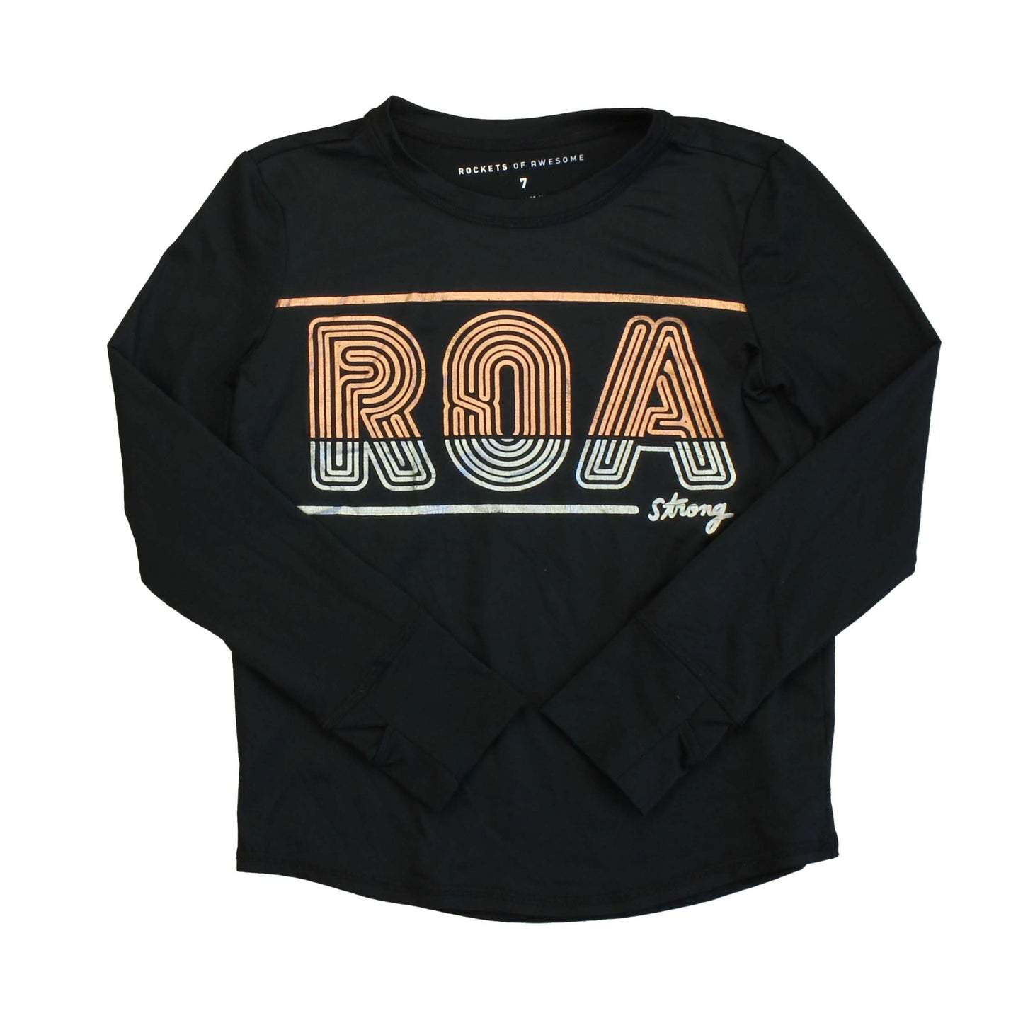 Rockets Of Awesome Girls Black | Silver | Gold Long Sleeve T-Shirt Size: 7 Years Black | Silver | Gold