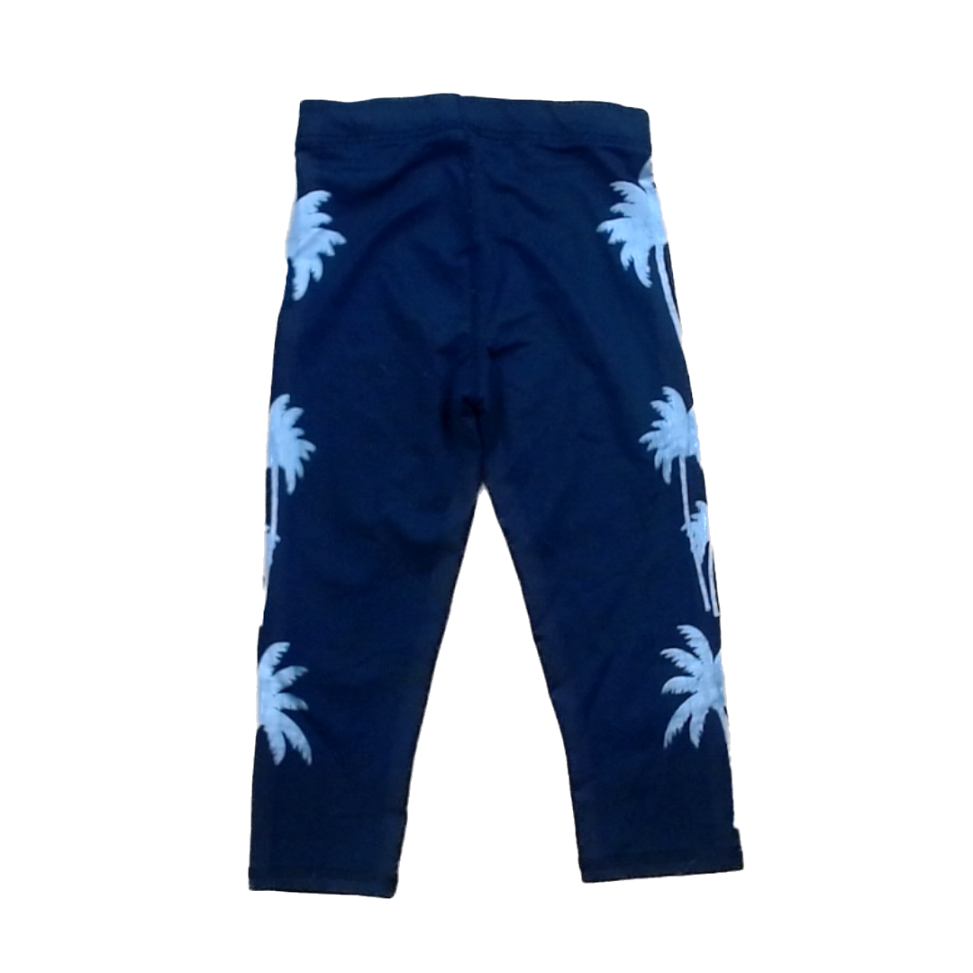 Rockets Of Awesome Girls Black | Silver Palm Trees Pants Size: 6 - 8 Years Black | Silver Palm Trees