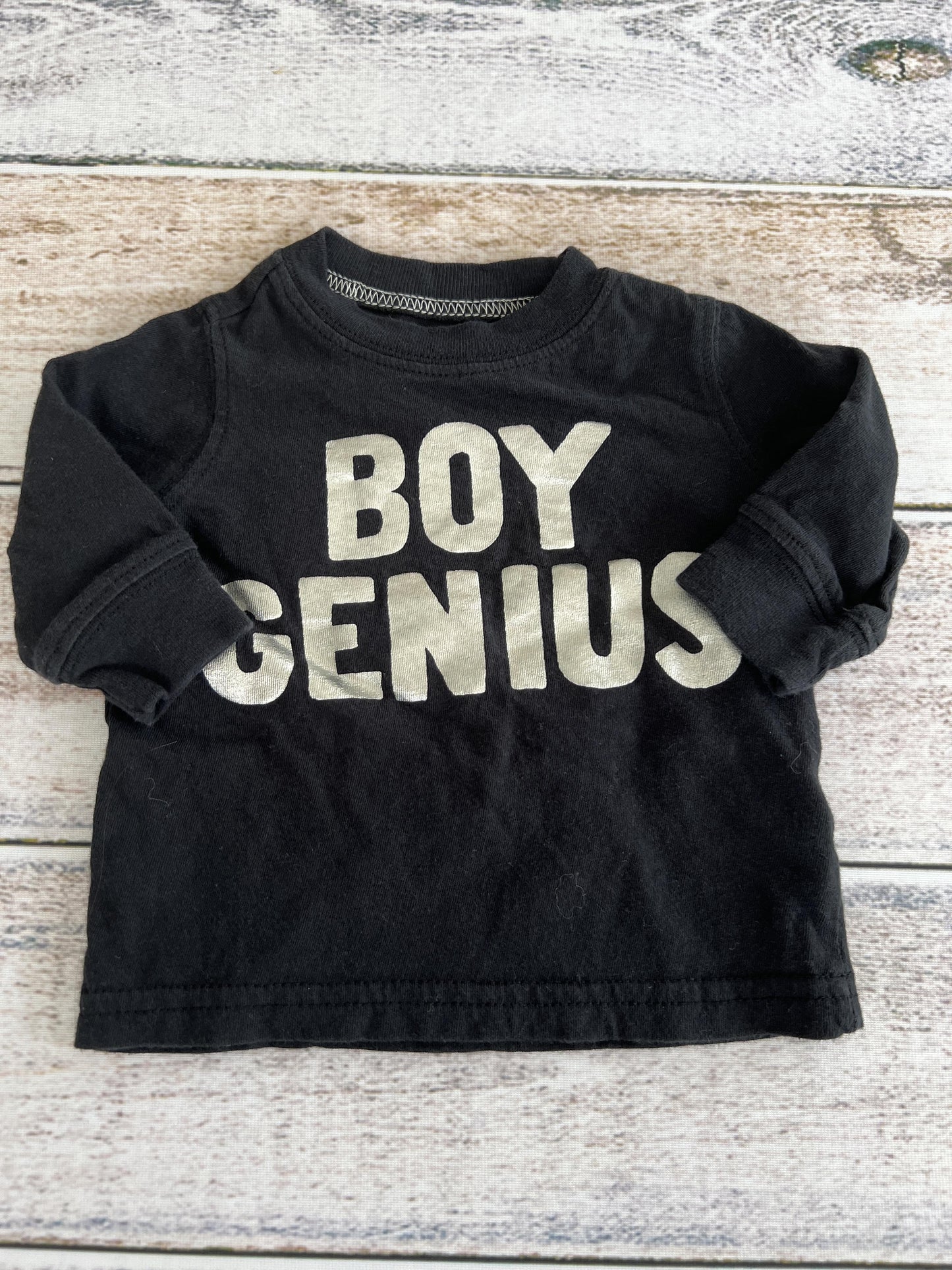 Carters Boys Black | Silver Long Sleeve Shirt Size: 3 months Black | Silver