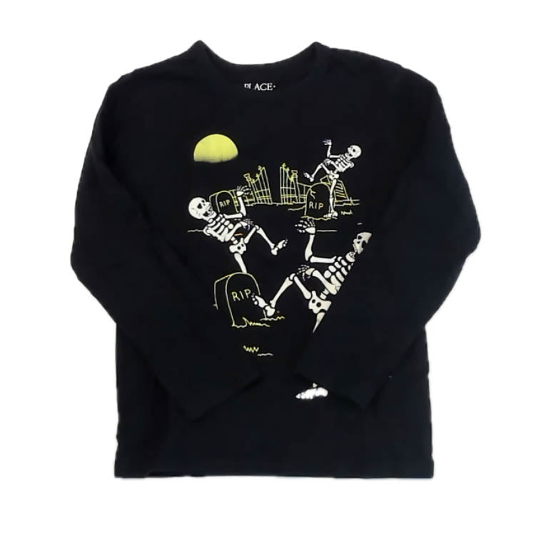 The Children's Place Boys Black Skeletons Long Sleeve T-Shirt Size: 5-6 Years Black Skeletons